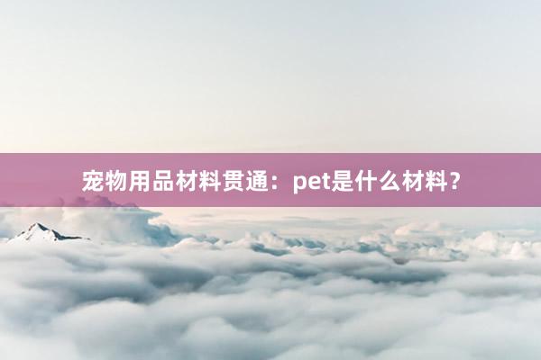 宠物用品材料贯通：pet是什么材料？